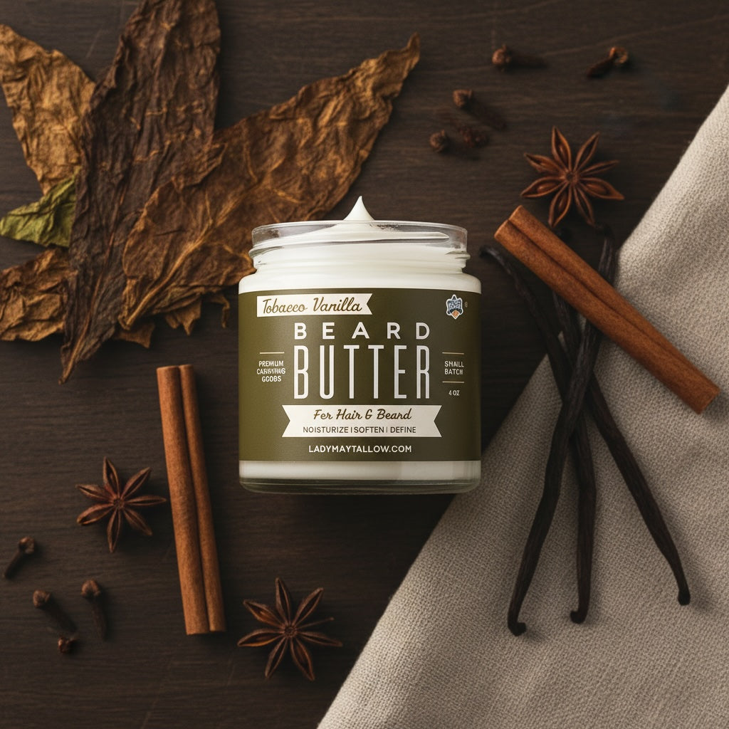 Tallow Man Tobacco Vanilla Beard Body Butter Grass Fed Moisturizer