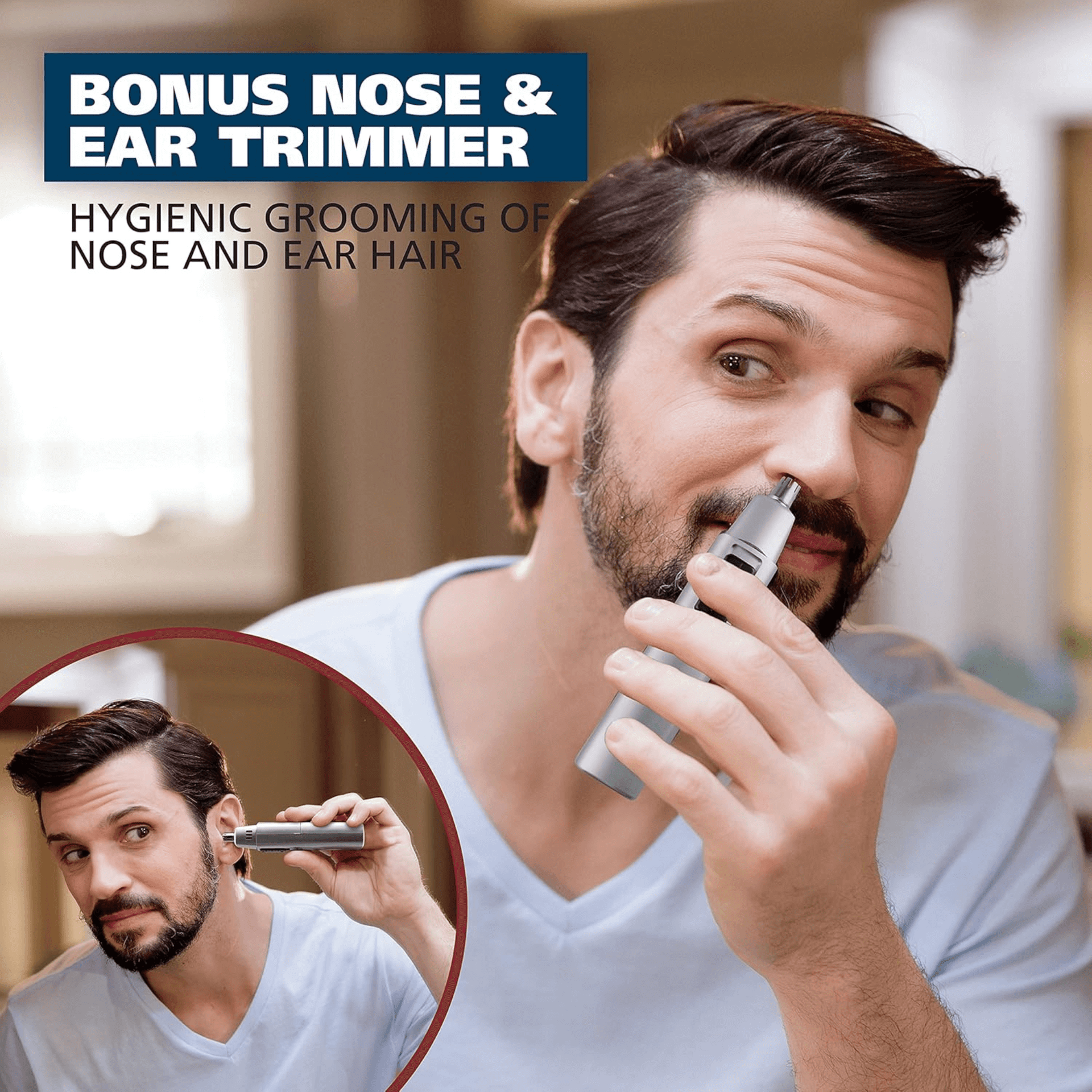 Battery Beard Nose Hair Trimmer 9 Piece Grooming Kit
