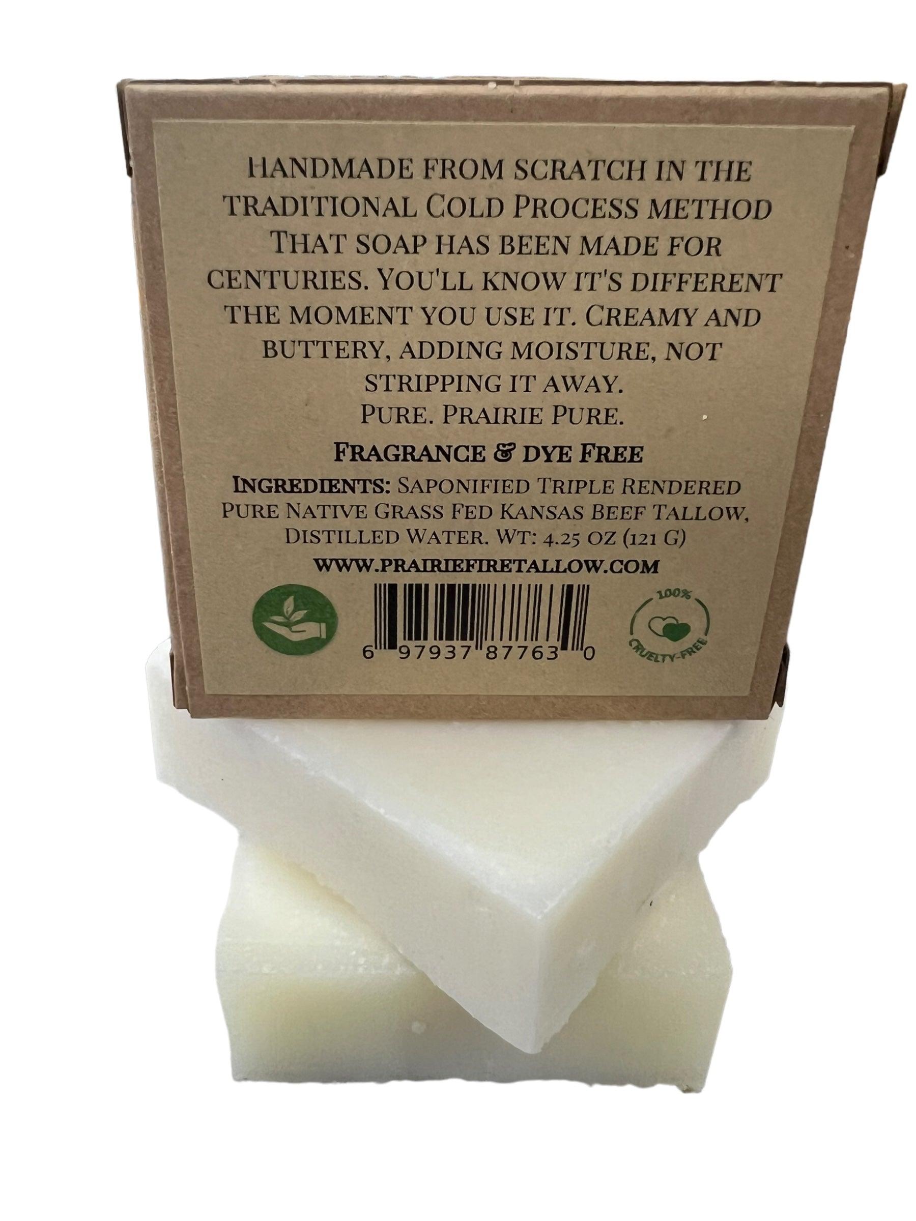 Grass Fed Tallow Soap Bar 3 Pack Fragrance Free Sensitive